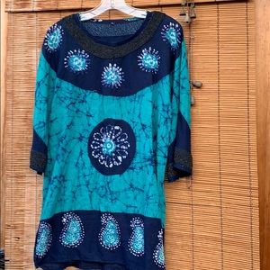 Beaded tie dye tunic hippy comfy cute Indian yoga